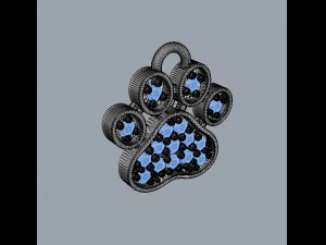 Paw Diamond Pendant 3D Print Model