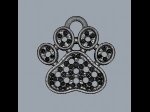 Paw Diamond Pendant 3D Print Model