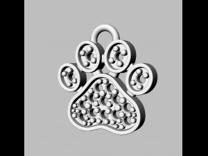 Paw Diamond Pendant 3D Print Model
