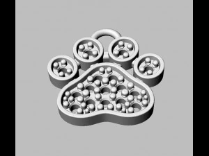 Paw Diamond Pendant 3D Print Model
