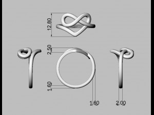 Heart Knot Ring 3D 프린트 모델