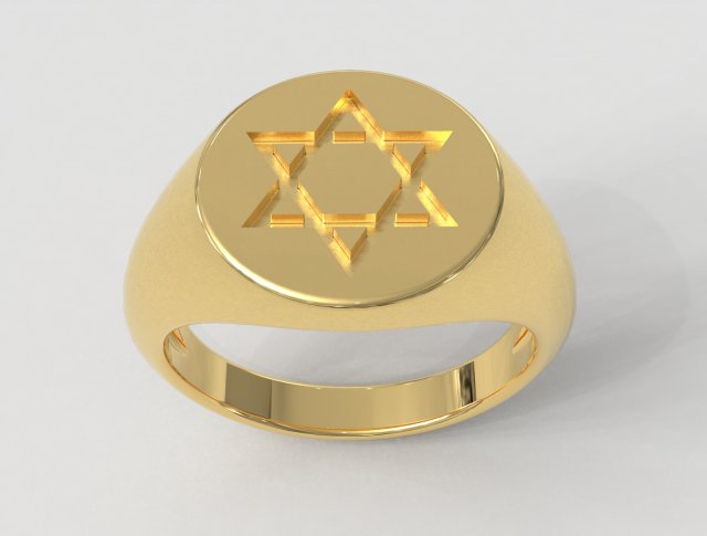Star of David - Signet Ring 3D Print Model .c4d .max .obj .3ds .fbx .stl .blend 