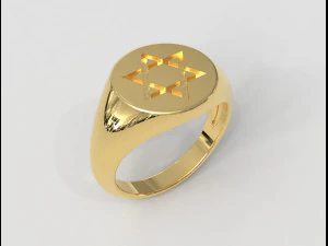 Star of David - Signet Ring 3D Print Model