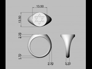 Star of David - Signet Ring 3D Print Model