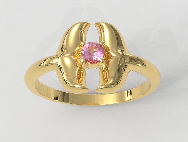 Dolphin Gemstone Ring 3D Принт Модель .c4d .max .obj .3ds .fbx .stl .blend 