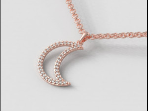 Diamond Moon Pendant 3D Print Model