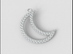 Diamond Moon Pendant 3D Print Model