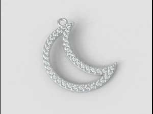 Diamond Moon Pendant 3D Print Model