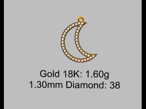 Diamond Moon Pendant 3D Print Model