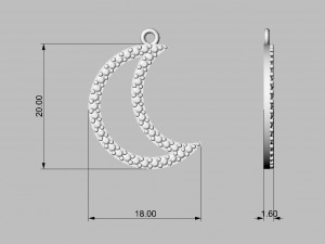 Diamond Moon Pendant 3D Print Model
