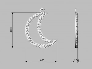 Diamond Moon Pendant 3D Print Model