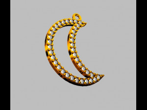 Diamond Moon Pendant 3D Print Model