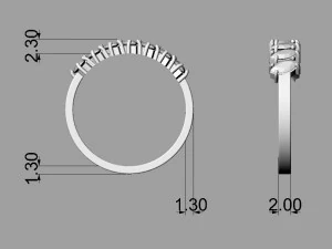 Half Marquise Band 3D Print Model