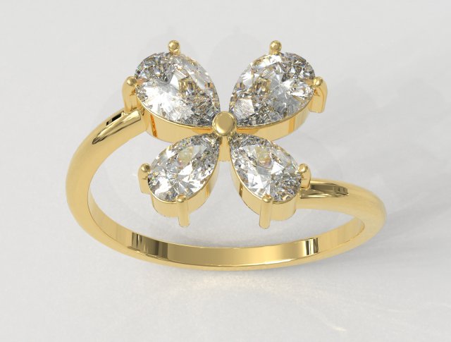 Butterfly Gemstone Ring 3D Print Model .c4d .max .obj .3ds .fbx .stl .blend