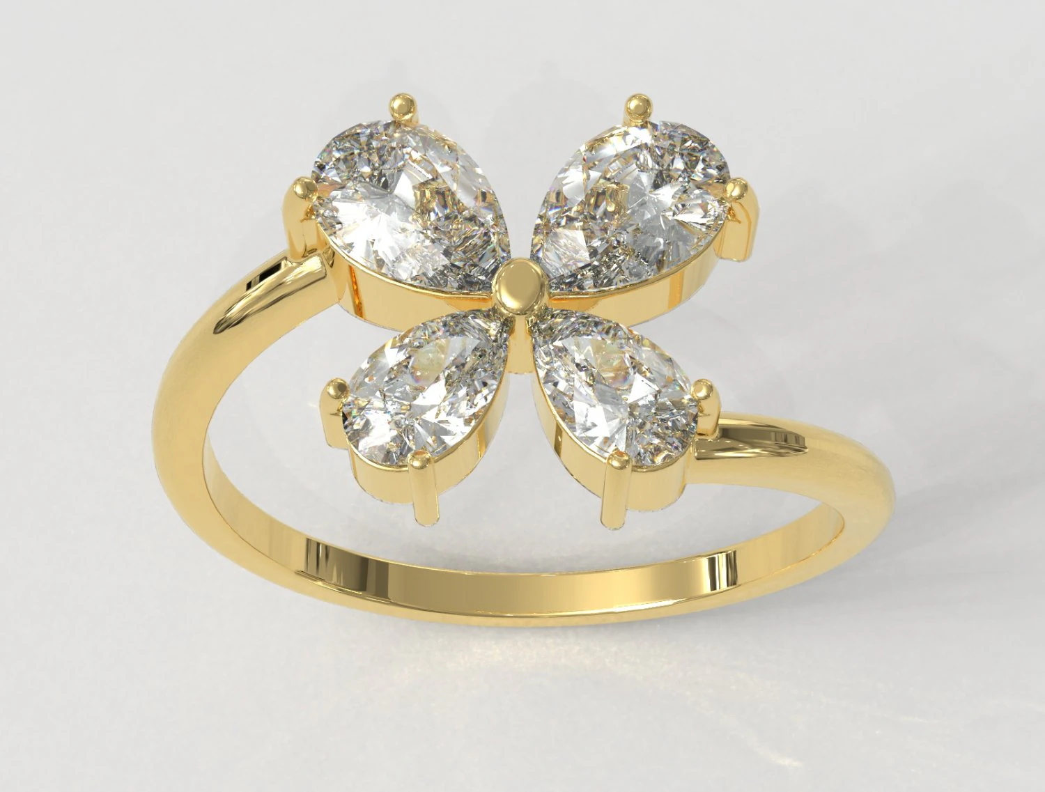 Butterfly Gemstone Ring 3D Print Model .c4d .max .obj .3ds .fbx .stl .blend 