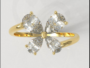 Butterfly Gemstone Ring 3D Print Model