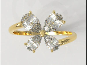 Butterfly Gemstone Ring 3D Print Model