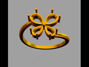 Butterfly Gemstone Ring 3D Print Model