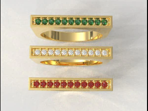 Flacher Edelsteinring 3D Druckmodell