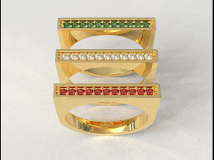 Flat Gemstone Ring 3D Принт Модель
