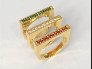 Flat Gemstone Ring 3D Принт Модель