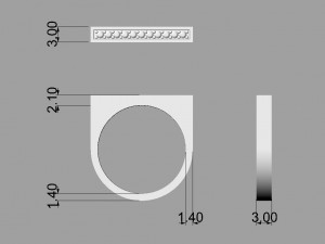 Flat Gemstone Ring 3D Принт Модель