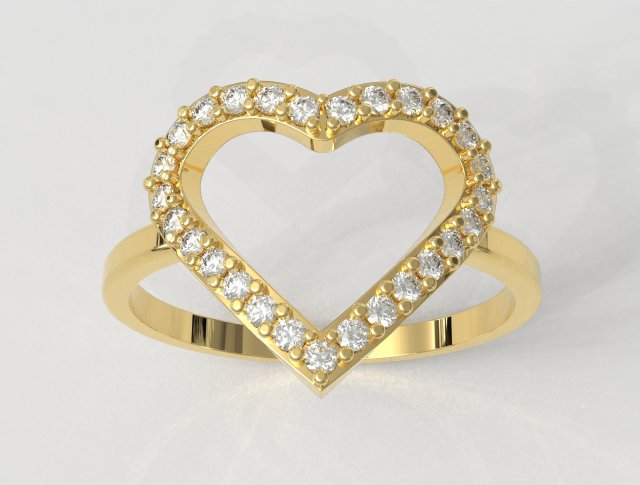 Heart Diamond Ring 3D 프린트 모델 .c4d .max .obj .3ds .fbx .stl .blend 