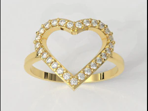 Anel de Diamante Cora&ccedil;&atilde;o Modelo de Impressão 3D