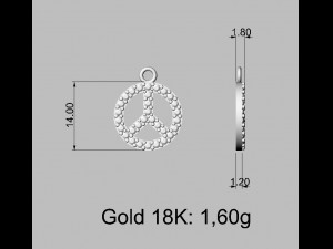 Diamond Peace Pendant Modèles 3D en vedette