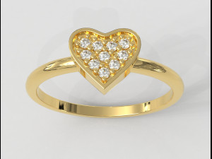 Heart Diamond Ring 3D Print Model