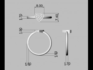 Heart Diamond Ring Modelo de Impressão 3D