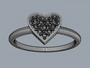 Heart Diamond Ring 3D Print Model