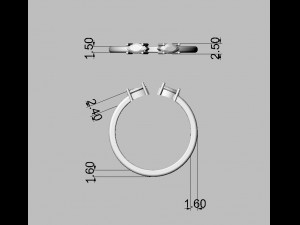 Marquise Open Ring Model Cetak 3D