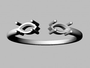 Marquise Open Ring Model Cetak 3D
