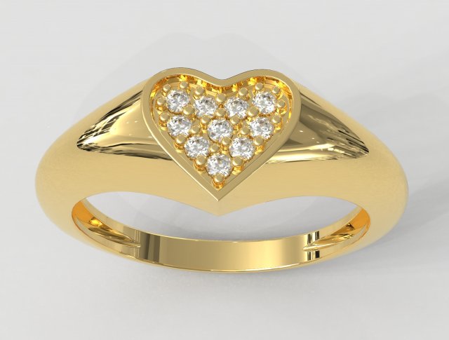 Heart Signet Ring 3D-printmodel .c4d .max .obj .3ds .fbx .stl .blend 