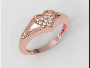 Heart Signet Ring 3D Print Model