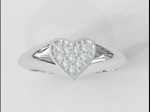 Heart Signet Ring 3D Print Model