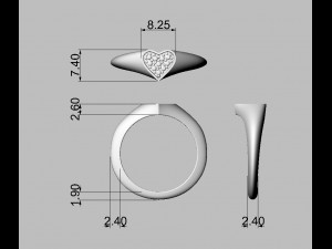 Heart Signet Ring 3D-printmodel