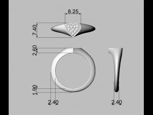 Heart Signet Ring 3D Print Model