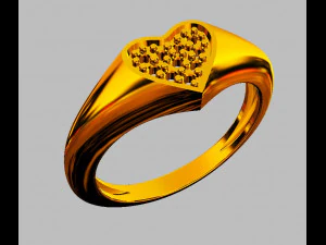 Heart Signet Ring 3D Print Model