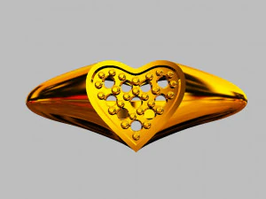 Heart Signet Ring 3D Print Model