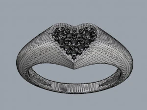 Heart Signet Ring 3D Print Model