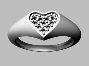 Heart Signet Ring 3D Print Model