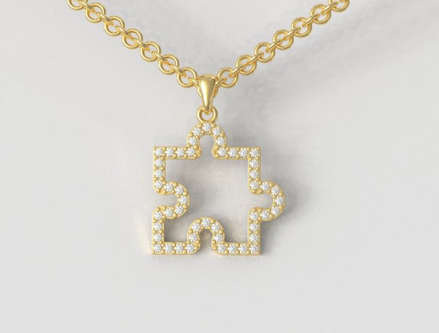 Puzzle Diamond Pendant Modello di stampa 3D .c4d .max .obj .3ds .fbx .stl .blend