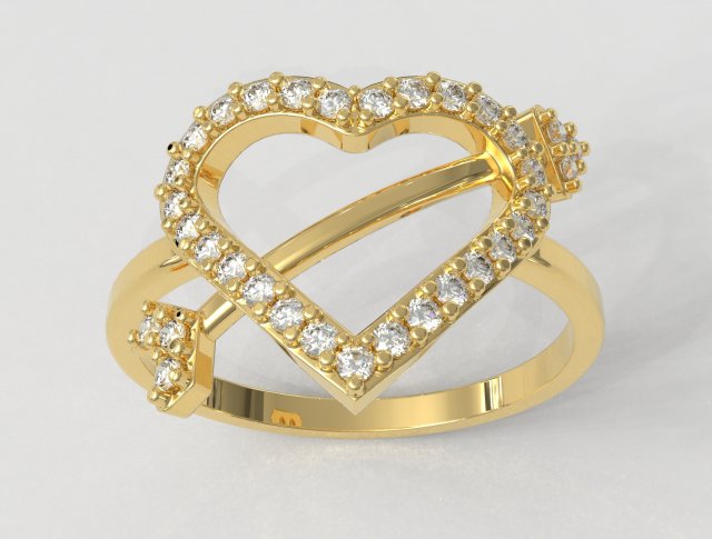 Heart Diamond Ring 3D Принт Модель .c4d .max .obj .3ds .fbx .stl .blend 