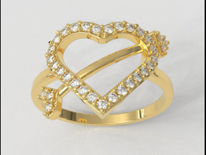 Heart Diamond Ring 3D Print Model