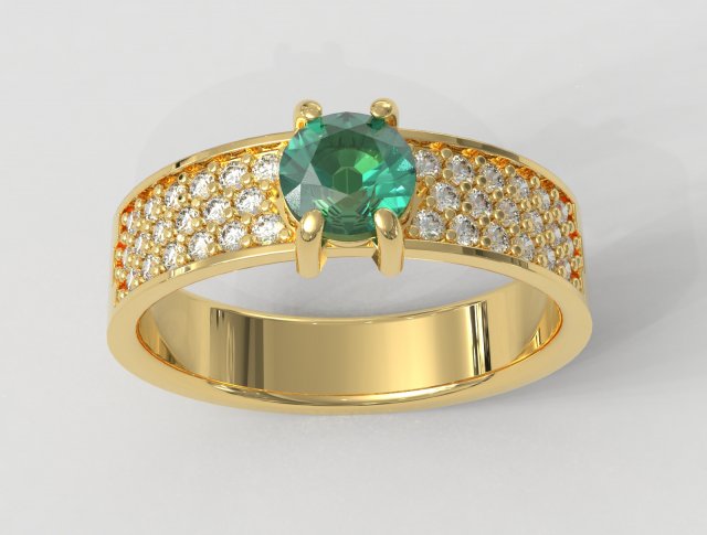 Gemstone Classic Ring 3D Baskı Modeli .c4d .max .obj .3ds .fbx .stl .blend 
