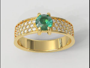 Anel Cl&aacute;ssico de Pedras Preciosas Modelo de Impressão 3D