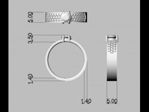 Gemstone Classic Ring 3D Baskı Modeli