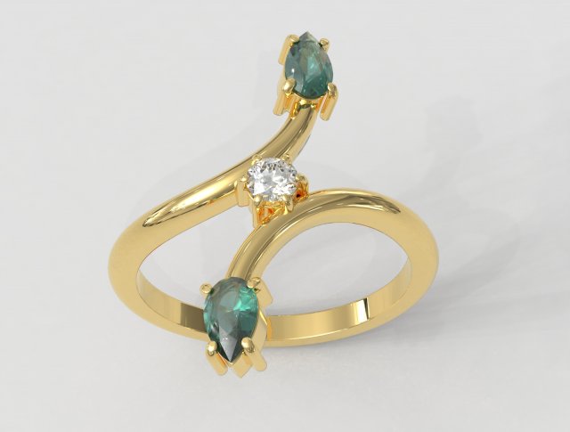 Gemstone Modern Ring 3D Druckmodell .c4d .max .obj .3ds .fbx .stl .blend